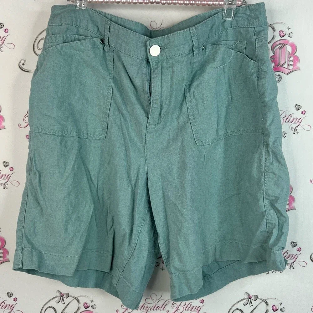 Feel pretty shorts linen light blue green Casual Teal Women's Bermudas